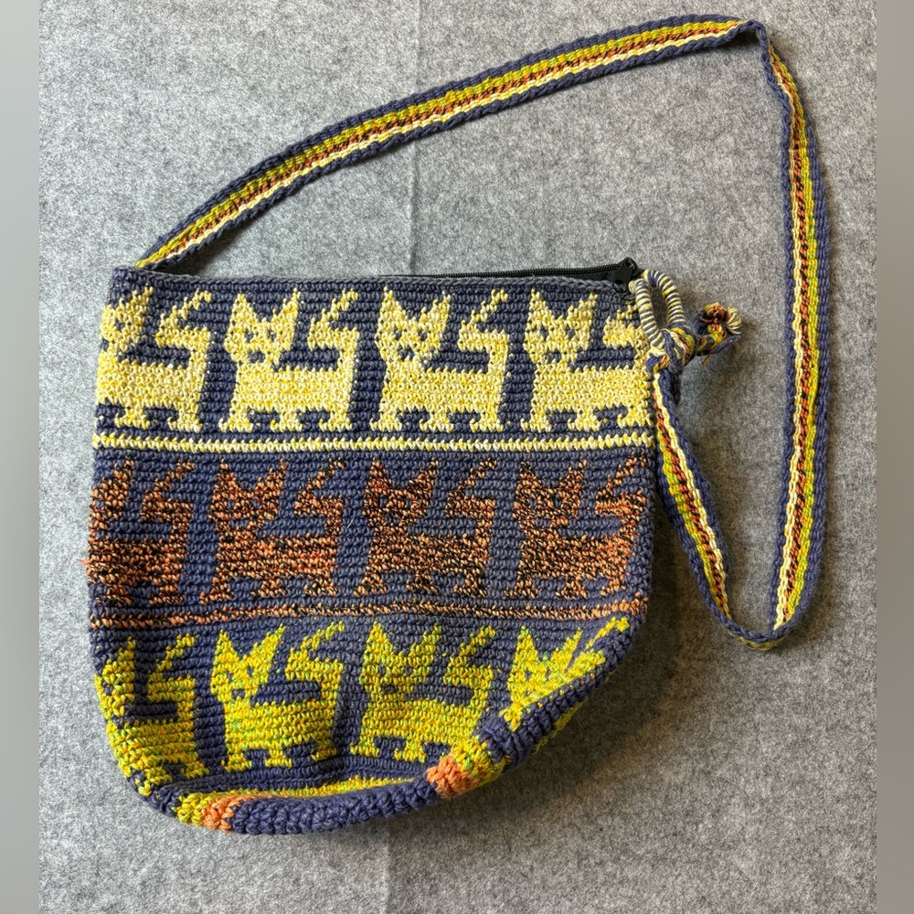 Crochet bucket bag Boho Tribal Crossbody Bag Artisan Woven Wayuu Style